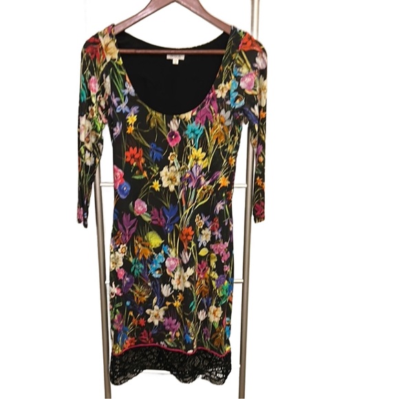 Weston Wear Dresses & Skirts - Sexy Weston Form-Fitting Floral Multicolor Dress with Lace Hem